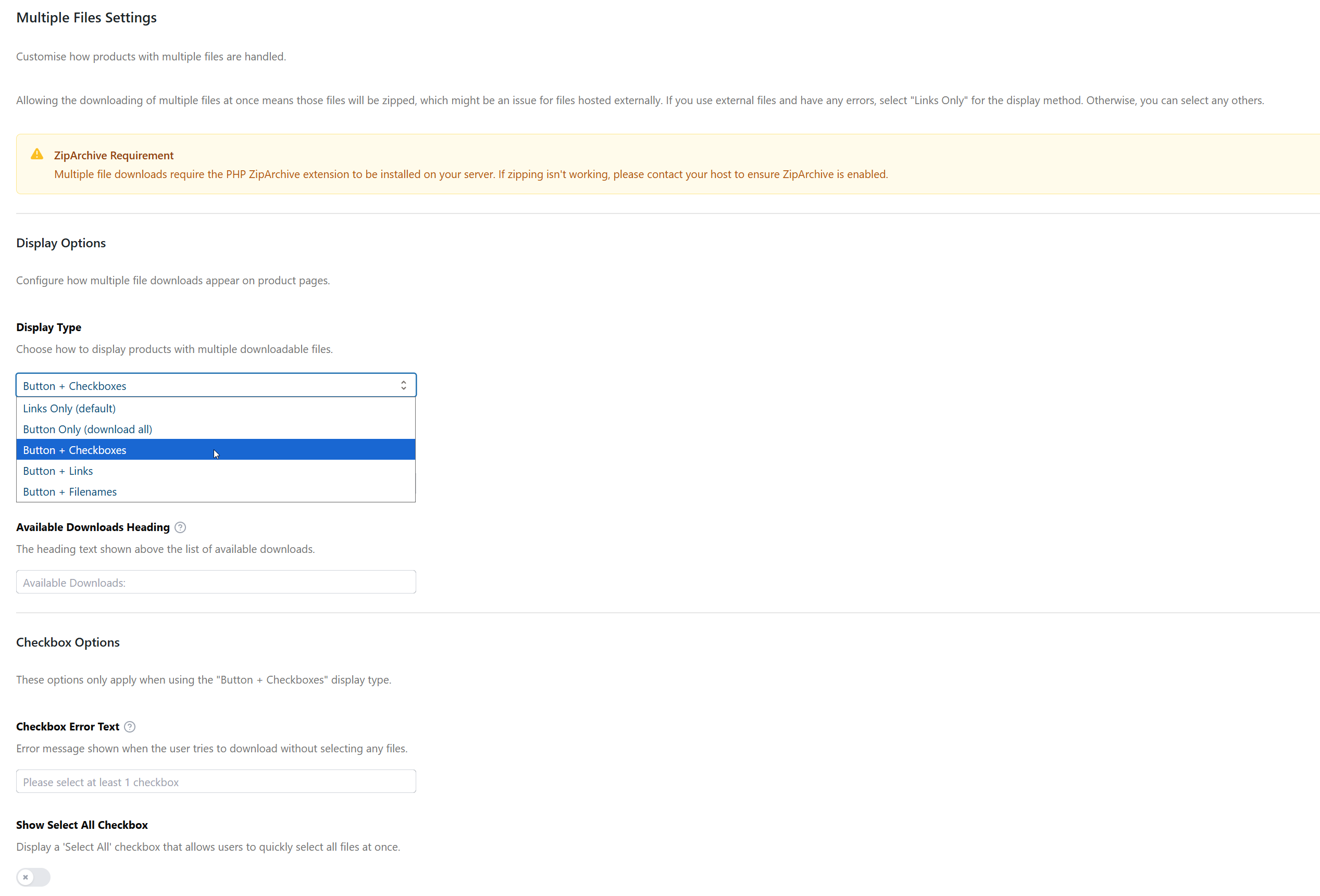 Placeholder: Screenshot of links only display