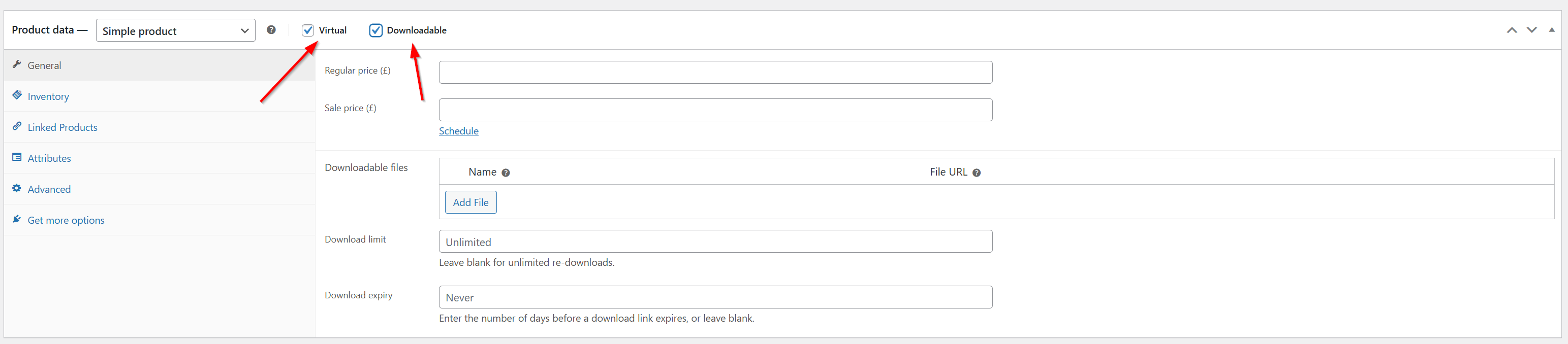 Virtual and Downloadable checkboxes in Product Data